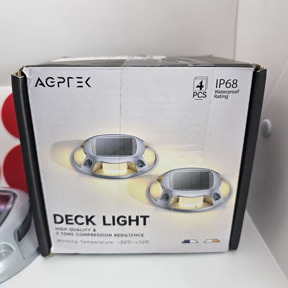 AGPTEK Solar LED Deck/Rail Lights 4-Pack IP68 Waterproof Gray CDN-KF05